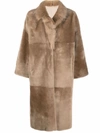 Liska Reversible Single-breasted Shearling Coat In Neutrals