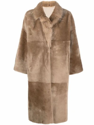 Liska Reversible Single-breasted Shearling Coat In Neutrals