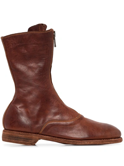 Guidi Soft Leather Mid-calf Boots In Cv82t Red Brown