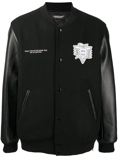 Undercover Embroidered-motifs Panelled Bomber Jacket In Black