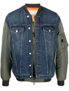 Alexander Mcqueen Denim Panelled Bomber Jacket In Blue