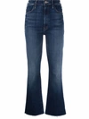 Mother Womans The Weekender Mini Flare Blu Denim Jeans In Blue