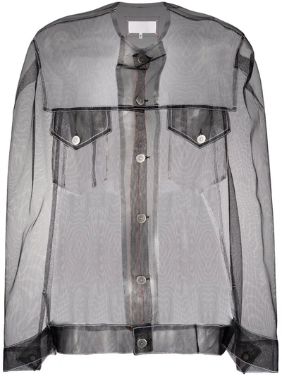Maison Margiela Sheer Tulle Button-up Shirt In Black