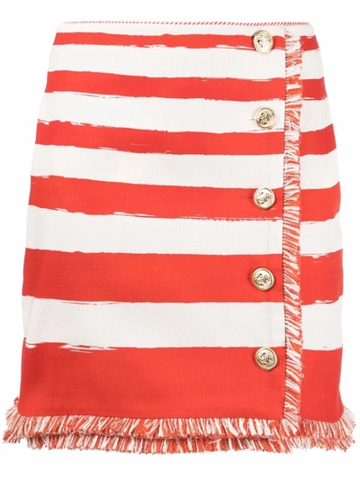 Zimmermann Fringed Striped Cotton-canvas Mini Skirt In Multi