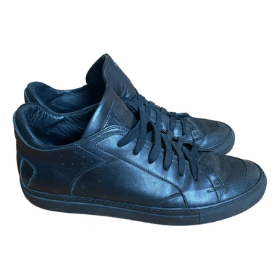 Pre-owned Mm6 Maison Margiela Leather Low Trainers In Black