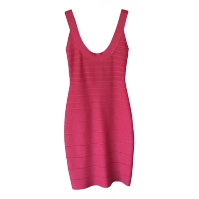 Pre-owned Herve Leger Mid-length Dress In Pink
