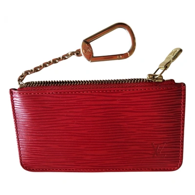 Pre-owned Louis Vuitton Leather Key Ring In Red