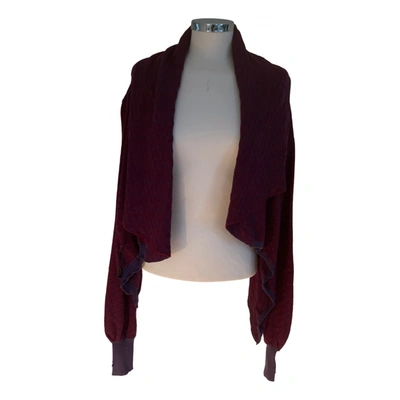 Pre-owned Manila Grace Wool Cardigan In Burgundy