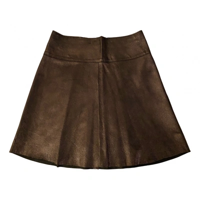 Pre-owned 8 By Yoox Leather Mini Skirt In Metallic