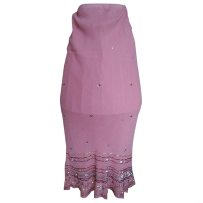 Pre-owned Boden Silk Mid-length Skirt In Pink