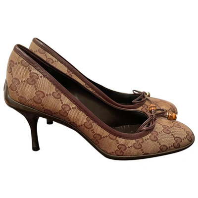 Pre-owned Gucci Cloth Heels In Brown