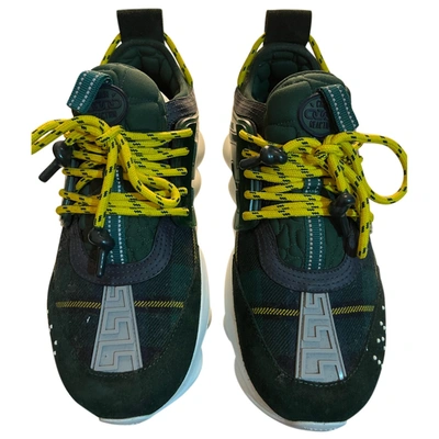 Pre-owned Versace Cloth Low Trainers In Green