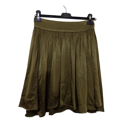 Pre-owned Ganni Silk Mini Skirt In Green