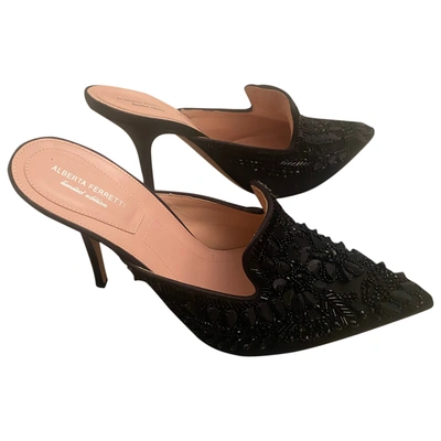 Pre-owned Alberta Ferretti Glitter Sandals In Black