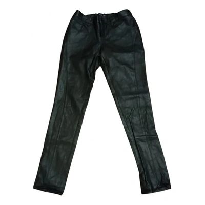 Pre-owned Guess Vegan Leather Slim Pants In Black