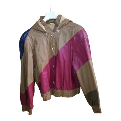 Pre-owned Valentino Leather Biker Jacket In Multicolour