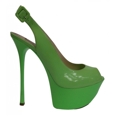 Pre-owned Gianmarco Lorenzi Patent Leather Heels In Green
