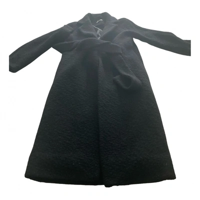 Pre-owned Ganni Wool Coat In Black