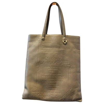 Pre-owned Bvlgari Leather Tote In Beige