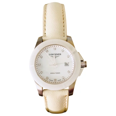 Pre-owned Longines Conquest Watch In White