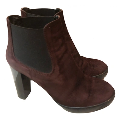 Pre-owned Hogan Ankle Boots In Burgundy