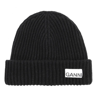 Pre-owned Ganni Wool Beanie In Black