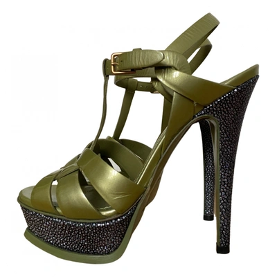 Pre-owned Saint Laurent Patent Leather Sandals In Green