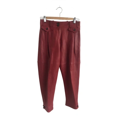 Pre-owned Kenzo Leather Carot Pants In Red