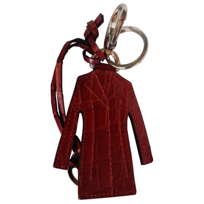 Pre-owned Max Mara Atelier Leather Key Ring In Red