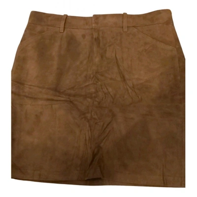 Pre-owned Ralph Lauren Leather Mini Skirt In Brown