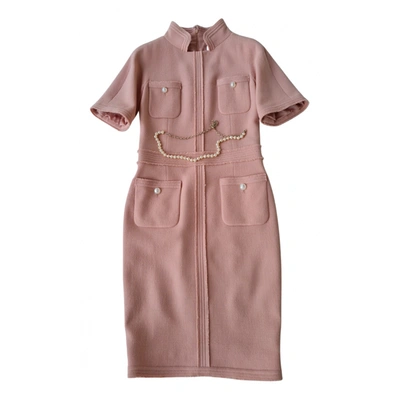 Pre-owned Chanel Wool Mid-length Dress In Pink