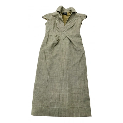 Pre-owned Ferragamo Wool Mid-length Dress In Beige