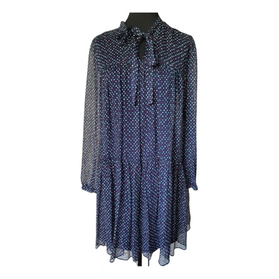 Pre-owned Max Mara Silk Mid-length Dress In Navy