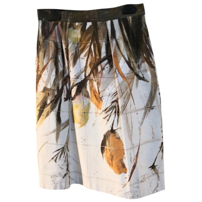 Pre-owned Max Mara Mid-length Skirt In Ecru