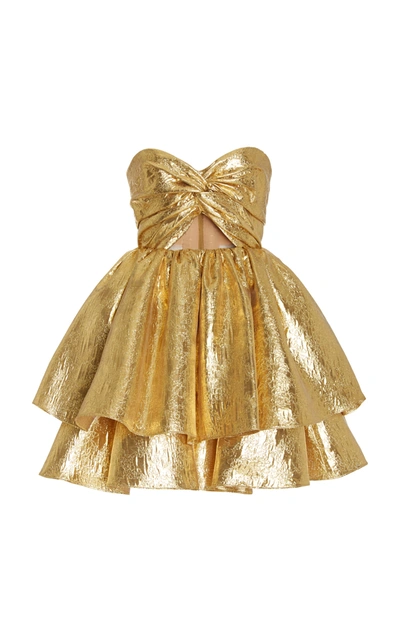 Carolina Herrera Sleeveless Wrap Twist Layered Ruffled Mini Dress