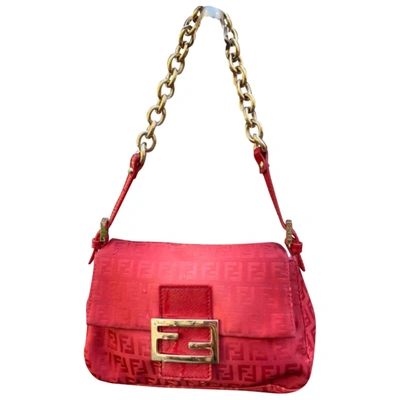 Pre-owned Fendi Baguette Cloth Handbag In Red