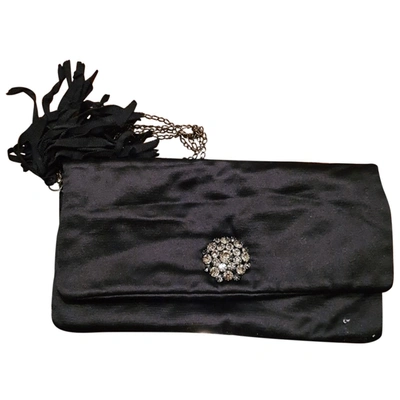 Pre-owned Lanvin Silk Clutch Bag In Black