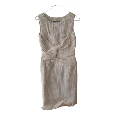 Pre-owned Alberta Ferretti Silk Mid-length Dress In Ecru