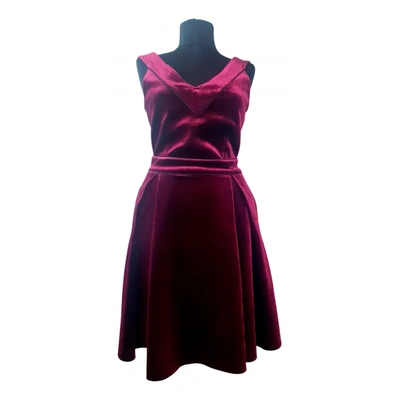 Pre-owned Maje Velvet Mid-length Dress In Red