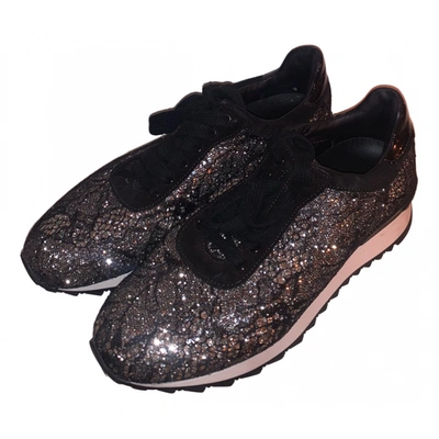 Pre-owned Casadei Glitter Trainers In Black