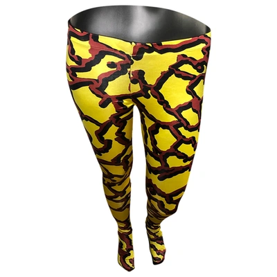 Pre-owned Versace Leggings In Yellow