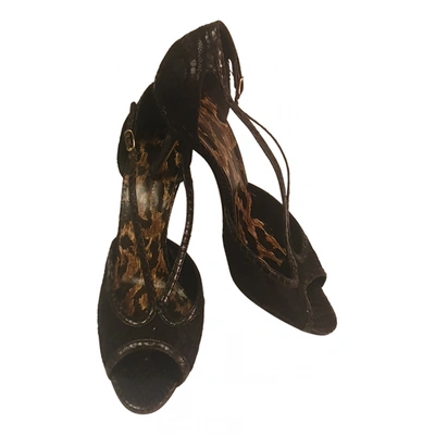 Pre-owned Dolce & Gabbana Cloth Sandals In Black
