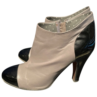 Pre-owned Moschino Leather Ankle Boots In Grey