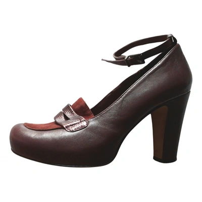 Pre-owned Indi And Cold Leather Heels In Burgundy