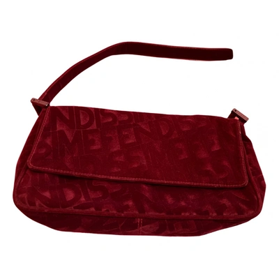 Pre-owned Fendissime Velvet Handbag In Burgundy