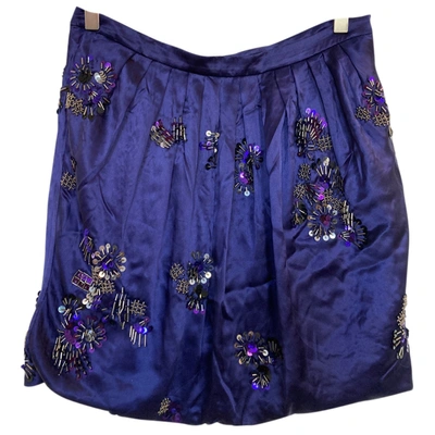 Pre-owned Tara Jarmon Silk Mini Skirt In Blue