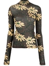 Nanushka Harri Floral Print Turtleneck Top In Grün