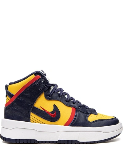 Nike Dunk High Up "michigan" Sneakers In Varsity Maize,university Red,white,midnight Navy