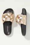 Bernardo Rylee Braided Metallic Slide Sandals In Gold