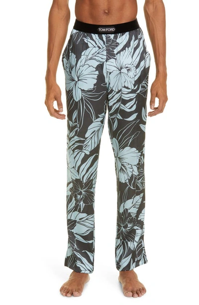 Tom Ford Hibiscus Print Stretch Silk Pajama Pants In Multicolour